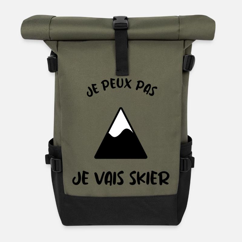 ICH KANN NICHT. SKI. SKI. SCHLÄGER. SCHNEE. SNOWBOARDEN - Rolltop Rucksack - Olive/Schwarz
