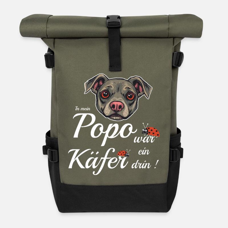 Lustiger Hund - Rolltop Rucksack - Olive/Schwarz