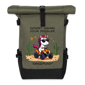 Wüsten-Einhorn - Rolltop Rucksack - Olive/Schwarz - Vorne