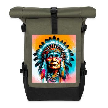 Amérindien Américain - Sac à dos roll top - olive/noir - Devant