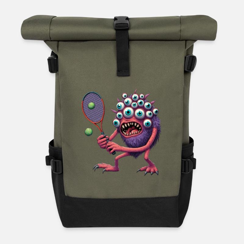 Monstre de tennis psychédélique - Sac à dos roll top - olive/noir