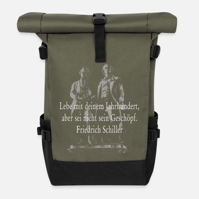 Friedrich Schiller Zitat - Rolltop Rucksack - Olive/Schwarz