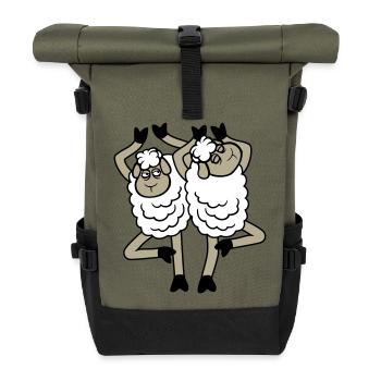 Schaf Paar Verärgert Gestört Baum Pose Yoga Rempel - Rolltop Rucksack - Olive/Schwarz - Vorne