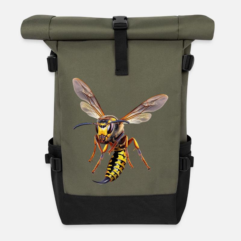 German wasp - Roll Top Backpack - olive/black