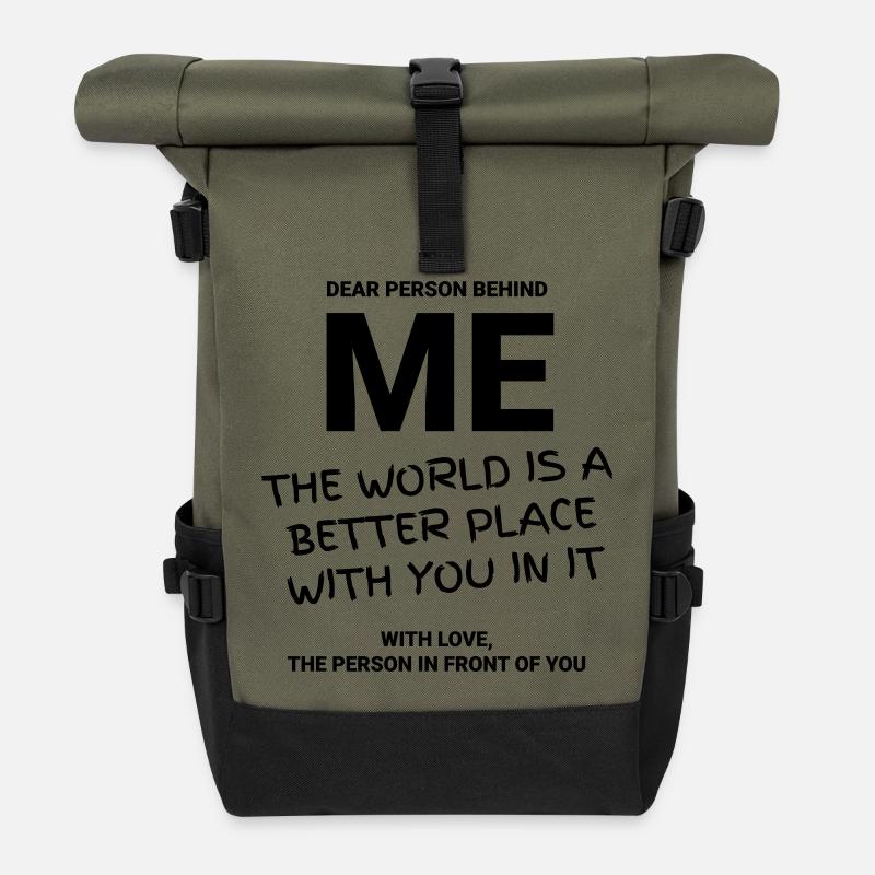 DEAR PERSON BEHIND ME - Rolltop Rucksack - Olive/Schwarz