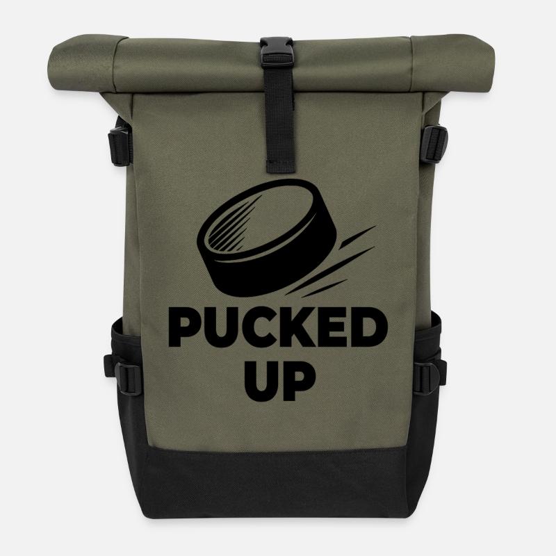 PUCKED-UP-Logo - Rolltop Rucksack - Olive/Schwarz