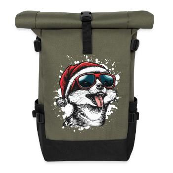 Meerkat Christmas Funny - Roll Top Backpack - olive/black - Front