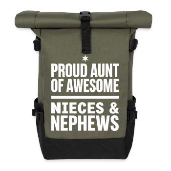 Stolze Tante von Awesome, Nichten, Neffen, - Rolltop Rucksack - Olive/Schwarz - Vorne