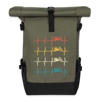 Moped-Scooter Herzschlag-Moped - Rolltop Rucksack - Olive/Schwarz - Vorne