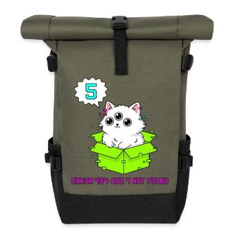 Error 404 Cat 5th Birthday - Roll Top Backpack - olive/black - Front