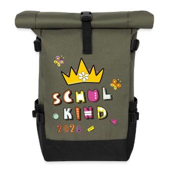 Schulkind 2026  - Rolltop Rucksack - Olive/Schwarz - Vorne