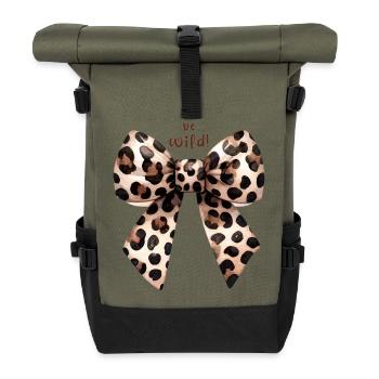 Be Wild Leopard Bow - Roll Top Backpack - olive/black - Front
