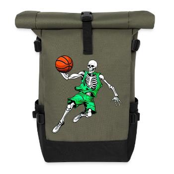 Skeletons Basketball / Hooper Skull - Roll Top Backpack - olive/black - Front