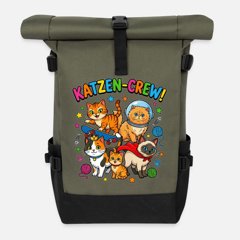 CatsCrew Skate Space - Roll Top Backpack - olive/black