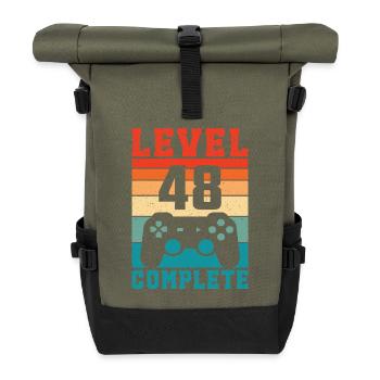 48th Birthday Level 48 Complete 48 Years Gamer - Roll Top Backpack - olive/black - Front
