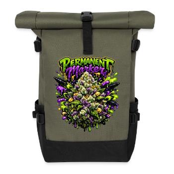 Permanentmarker-Graffiti-Druck - Rolltop Rucksack - Olive/Schwarz - Vorne