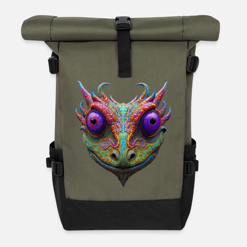 Mystic Toad/Frog/Gecko/Lizzard/Alien - Roll Top Backpack - olive/black