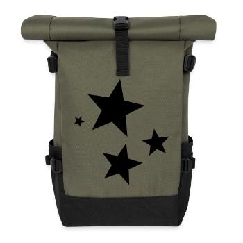 Sterne Punkte - Rolltop Rucksack - Olive/Schwarz - Vorne