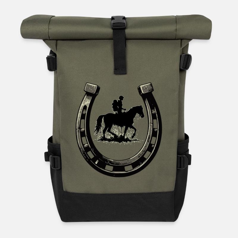 Cavalière Rando Fer à Cheval - Sac à dos roll top - olive/noir