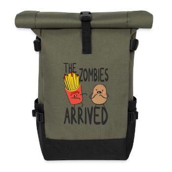 Zombie Fries Potato Halloween Humor - Roll Top Backpack - olive/black - Front