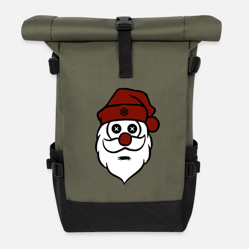 MaMei - a pretty crazy Santa! - Roll Top Backpack - olive/black