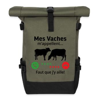 mes vaches m'appellent faut que j'y ailler - Sac à dos roll top - olive/noir - Devant