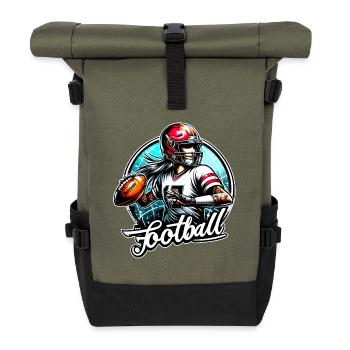 American Football Girl Touchdown - raffstaff ® - Roll Top Backpack - olive/black - Front
