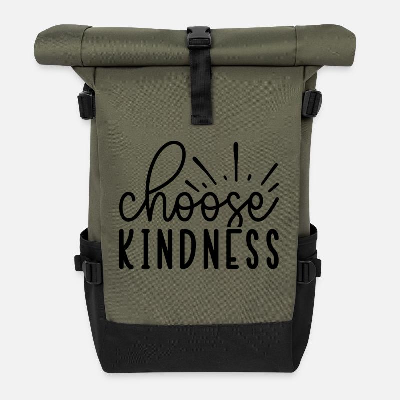 choose Friendliness - Roll Top Backpack - olive/black