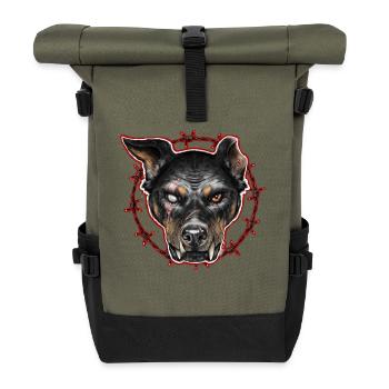 CHARIVARI Hund - Streunender Hund Beauceron - - Rolltop Rucksack - Olive/Schwarz - Vorne