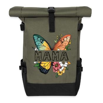 Mom Butterfly Flowers Best Mom Mother's Day - Roll Top Backpack - olive/black - Front