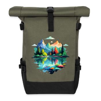 Serene Landscape Calm Tranquil Nature Outdoors - Roll Top Backpack - olive/black - Front