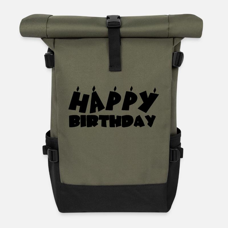 Happy birthday - Roll Top Backpack - olive/black