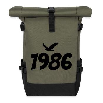 1986 Born Eagle Retro Vintage Birthday Vintage - Roll Top Backpack - olive/black - Front