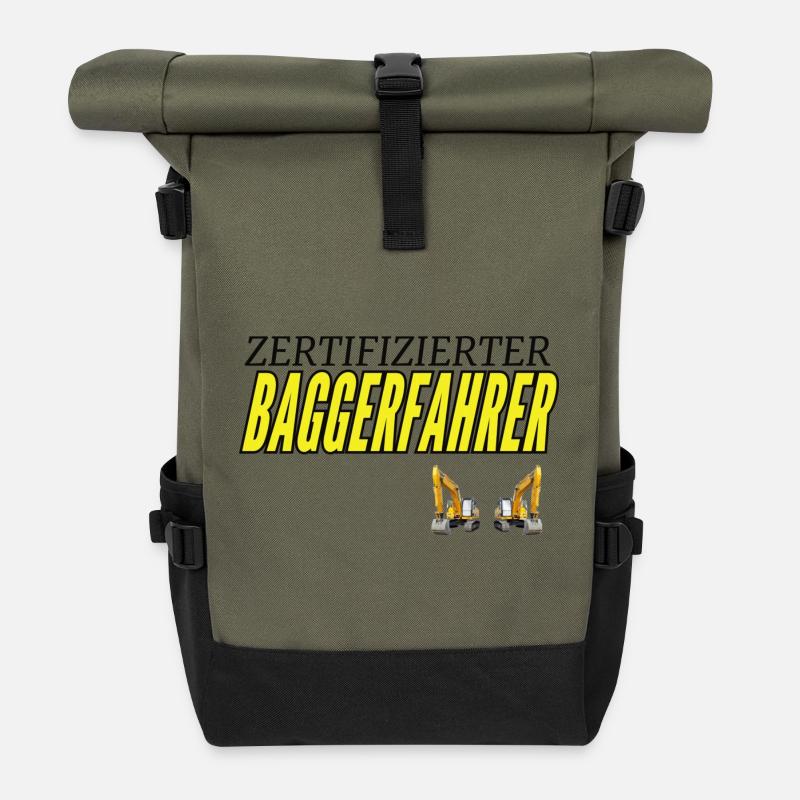 Zertifizierter Baggerfahrer - Rolltop Rucksack - Olive/Schwarz