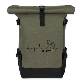 Via Rhenana - Roll Top Backpack - olive/black - Front