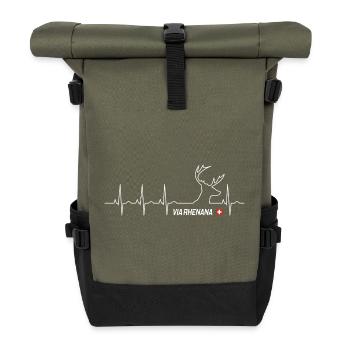 Via Rhenana - Roll Top Backpack - olive/black - Front