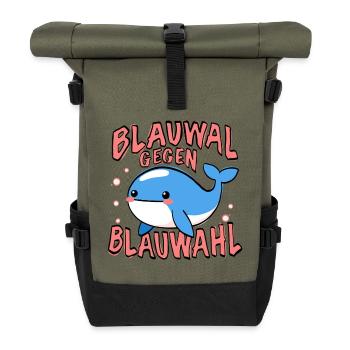 Blue whale against blue choice - Roll Top Backpack - olive/black - Front