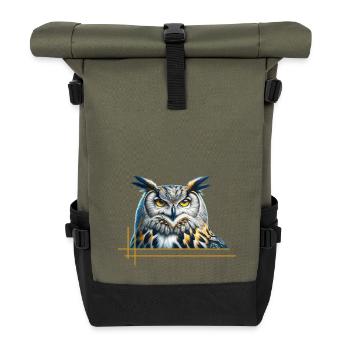 Impressive Eagle Owl - Roll Top Backpack - olive/black - Front