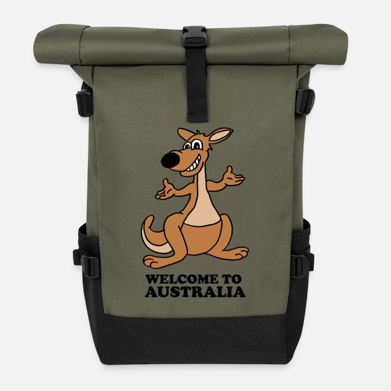 kangaroo - Roll Top Backpack - olive/black