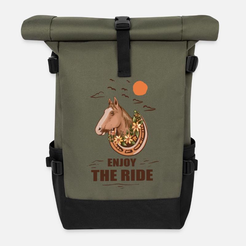 Cheval et cavalier - Sac à dos roll top - olive/noir
