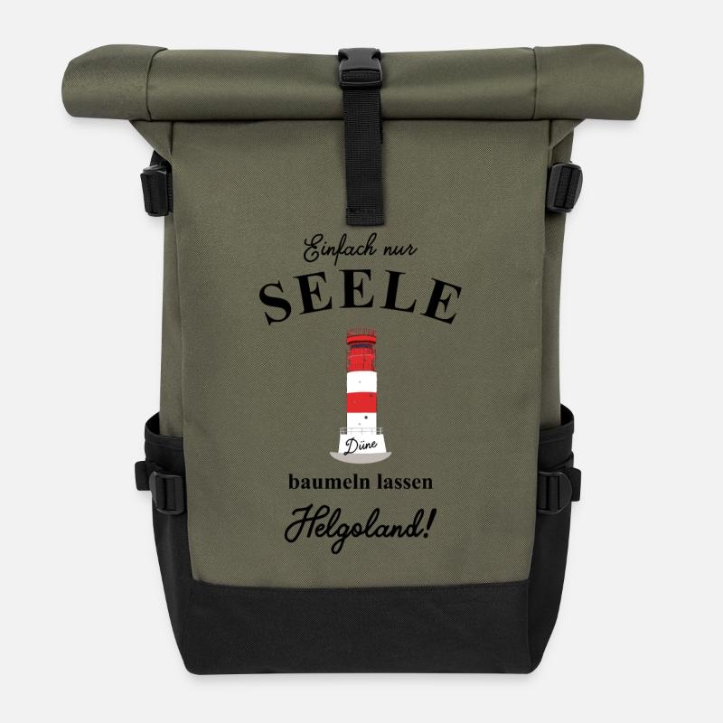 Seele baumeln lassen auf Helgoland / Düne - Rolltop Rucksack - Olive/Schwarz
