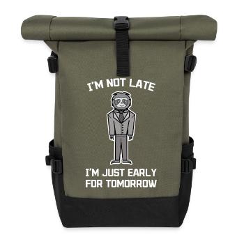 Humorous Animal Statement Sloth Jungle Dwellers - Roll Top Backpack - olive/black - Front