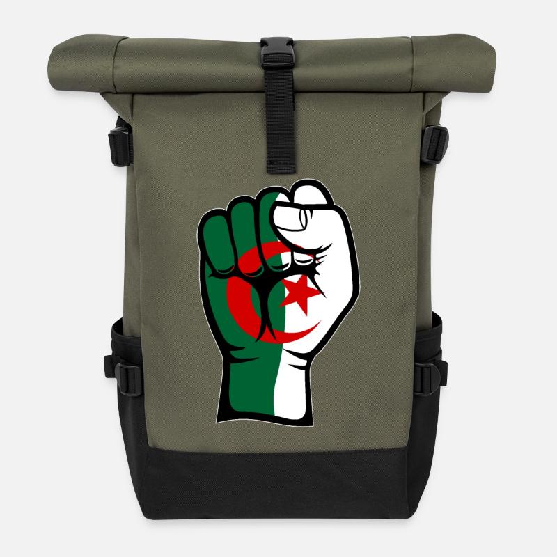 Drapeau de l’Algérie Symbole de la main du poing - Sac à dos roll top - olive/noir