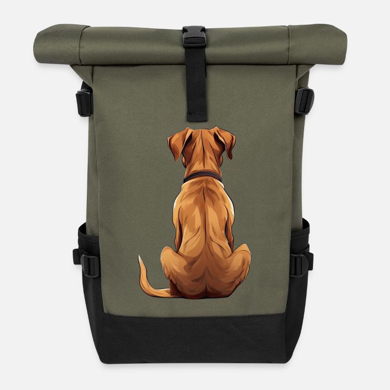 Rhodesian Ridgeback - Rolltop Rucksack - Olive/Schwarz