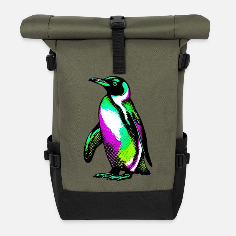 Pingouin - Sac à dos roll top - olive/noir