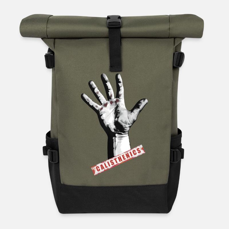 Calisthenics ist Kraft - Rolltop Rucksack - Olive/Schwarz