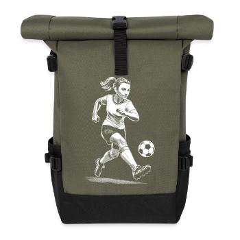 Women's Soccer Shirt Match Day Joy of Playing with Ball - Roll Top Backpack - olive/black - Front