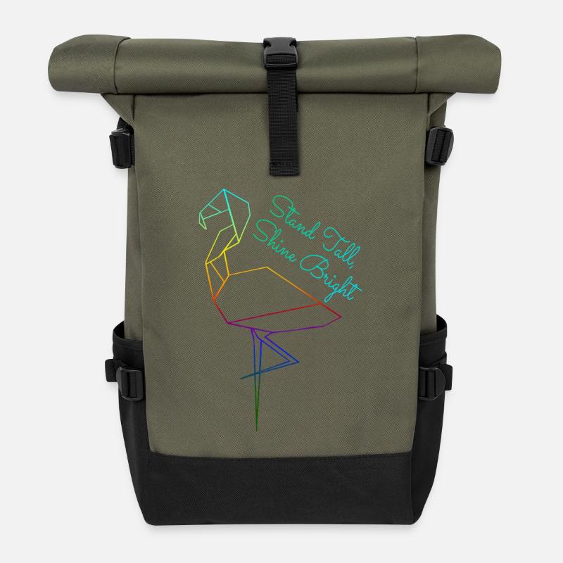 Stand Tall, Shine Bright - Rolltop Rucksack - Olive/Schwarz