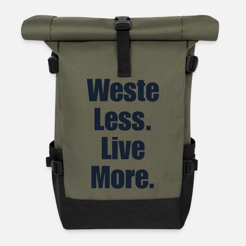 Eco minimalist nature theme - Roll Top Backpack - olive/black