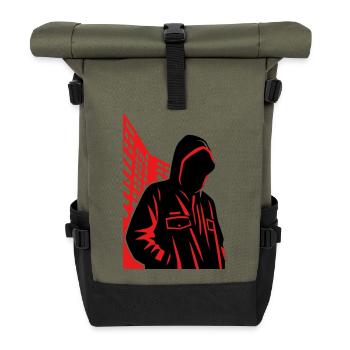 Sweat à capuche Noir City Silhouette - Sac à dos roll top - olive/noir - Devant